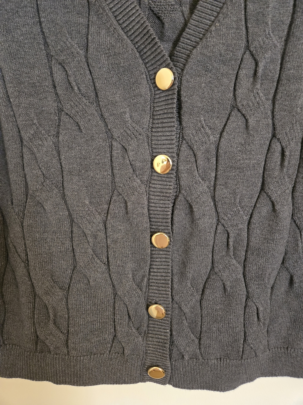a new day Gray Cable-Knit V-Neck Button Front Sweater Vest - Picture 4 of 6
